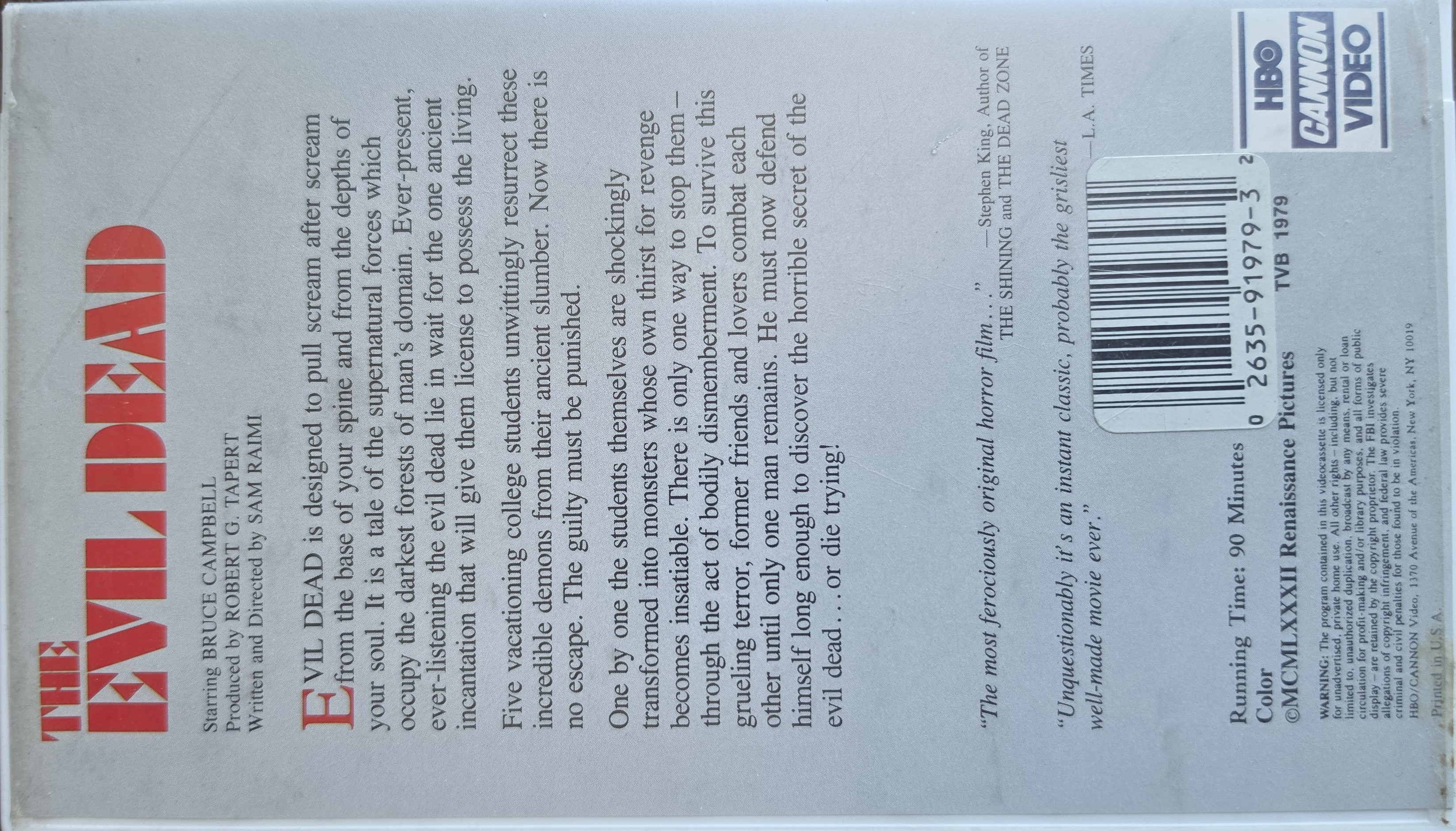 Evil Dead back cover